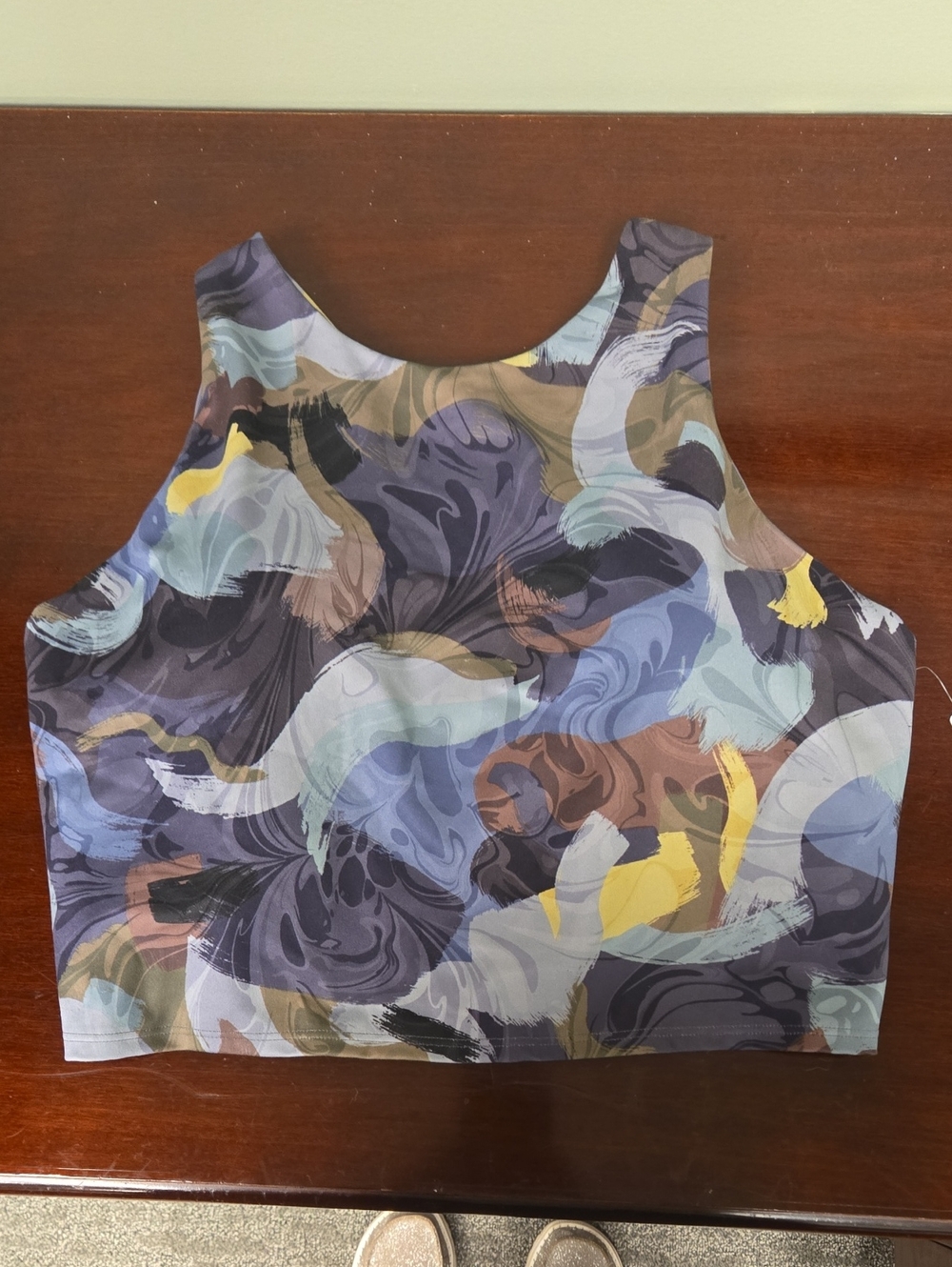 Abstract Swirl Crop Tank/Sports Bra Top - Multicolor